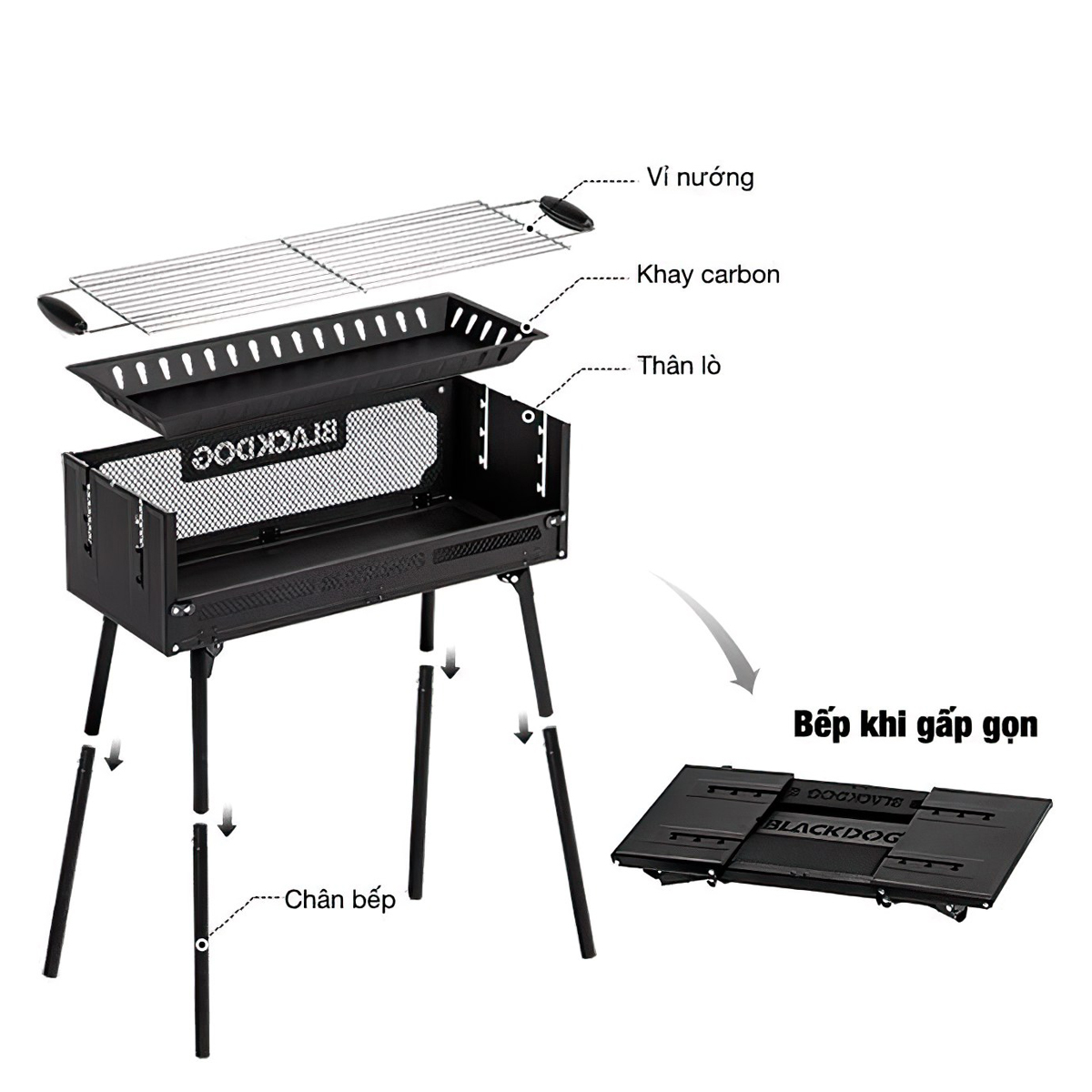 BlackDog BD-SKL003 Bếp Nướng Than Hoa Gấp Gọn Cắm Trại