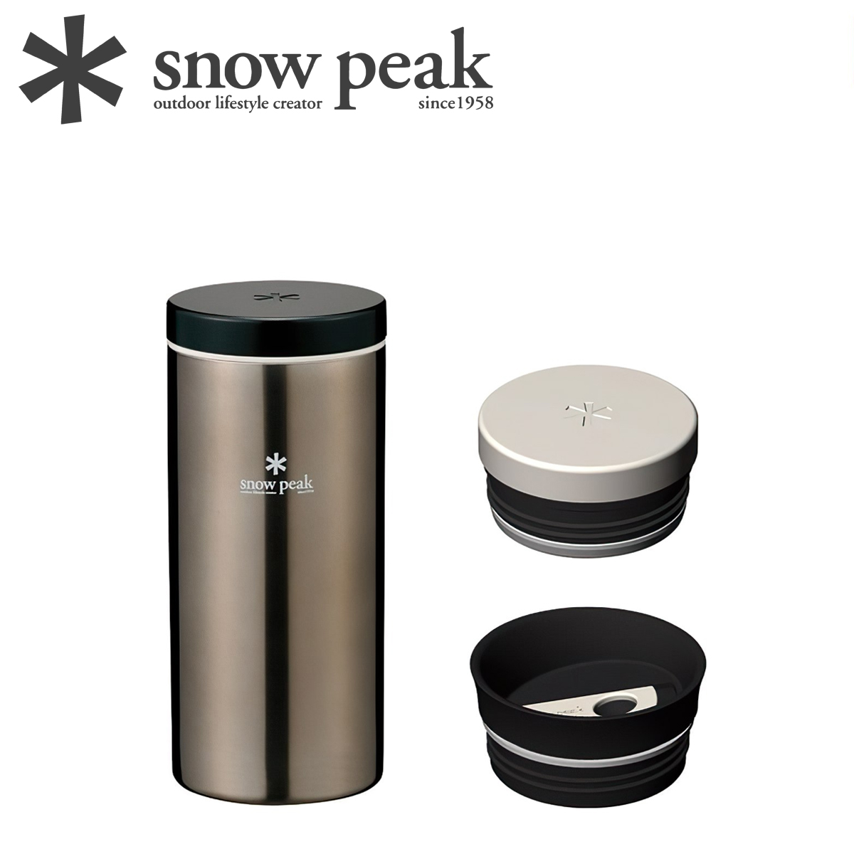 Bình Giữ Nhiệt Cắm Trại Du Lịch Snowpeak Kanpai Bottle 350ml Dark Silver