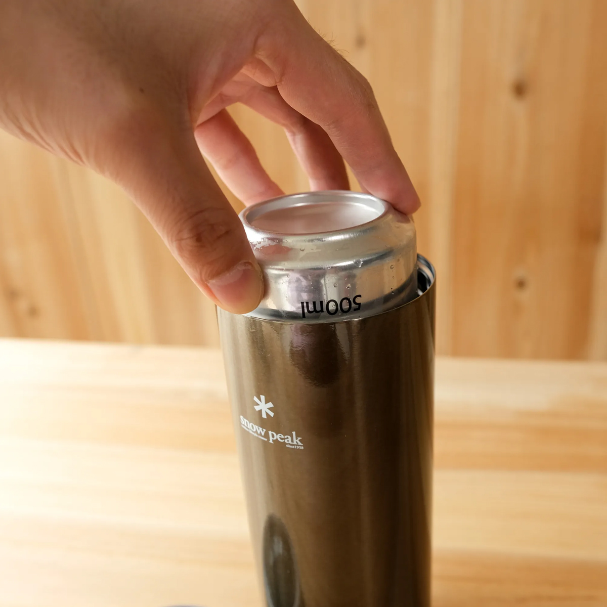 Bình Giữ Nhiệt Cắm Trại Du Lịch Snowpeak Kanpai Bottle 500Ml Dark Silver