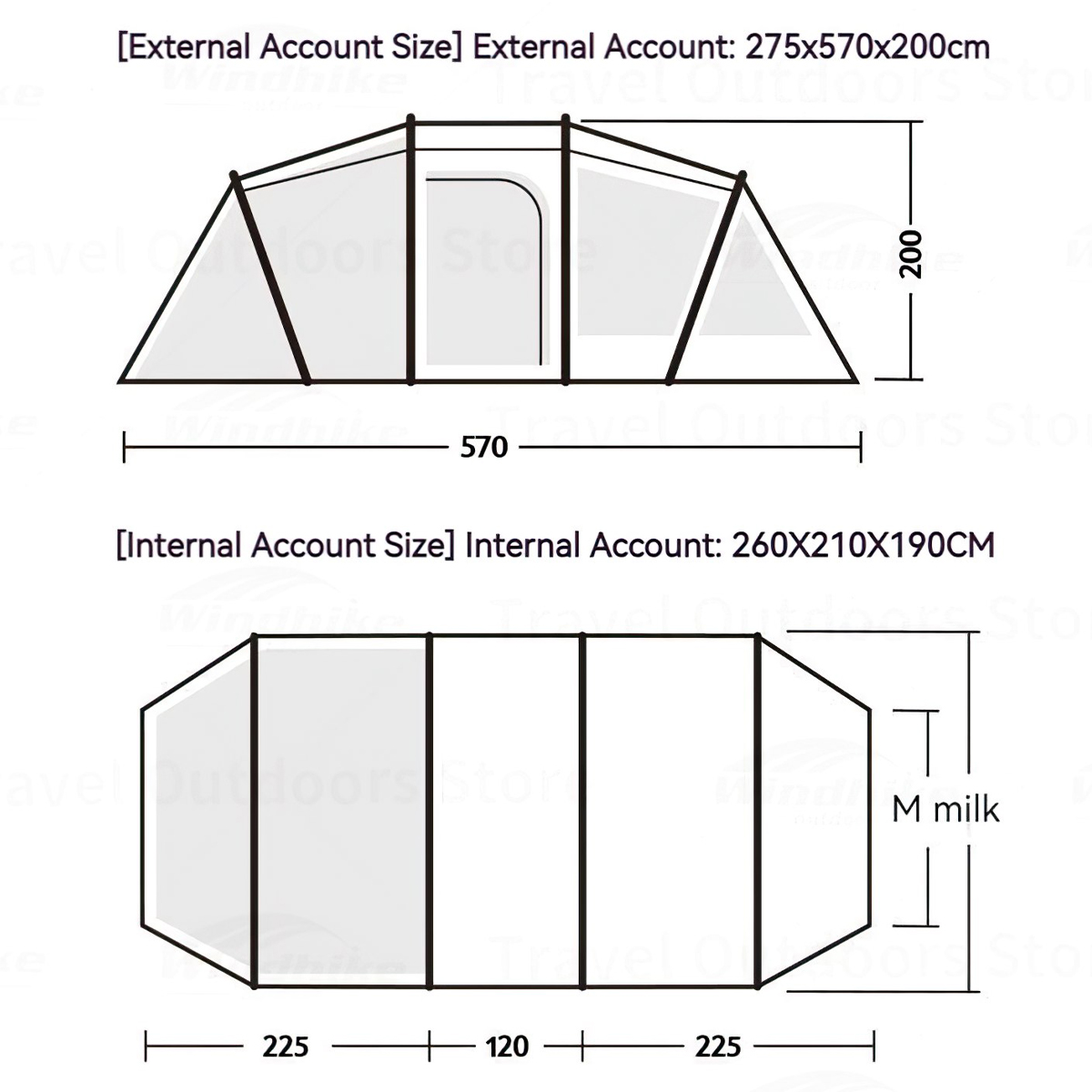 Lều Cắm Trại Du Lịch 3-4 Người Glamping Blackdog Tunnel Tent