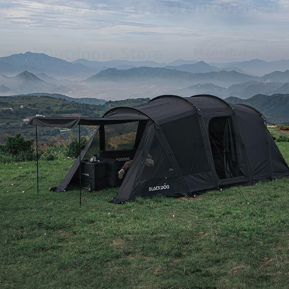 Lều Cắm Trại Du Lịch 3-4 Người Glamping Blackdog Tunnel Tent