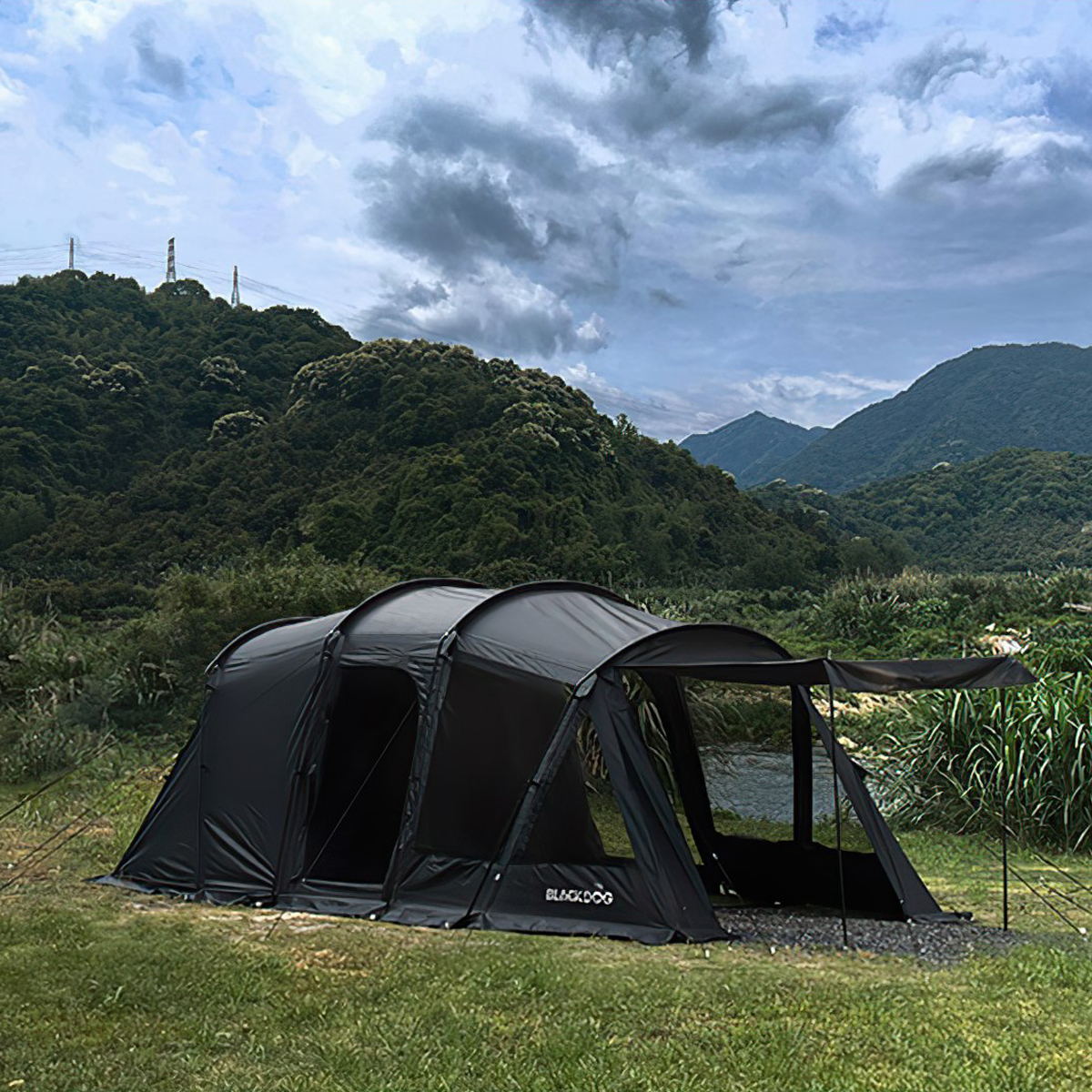 Lều Cắm Trại Du Lịch 3-4 Người Glamping Blackdog Tunnel Tent