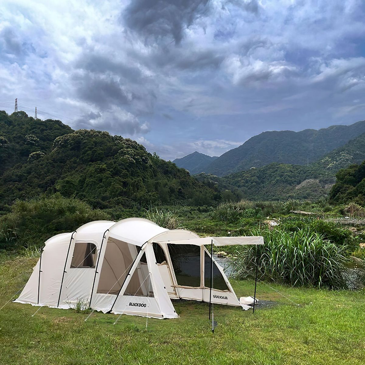 Lều Cắm Trại Du Lịch 3-4 Người Glamping Blackdog Tunnel Tent
