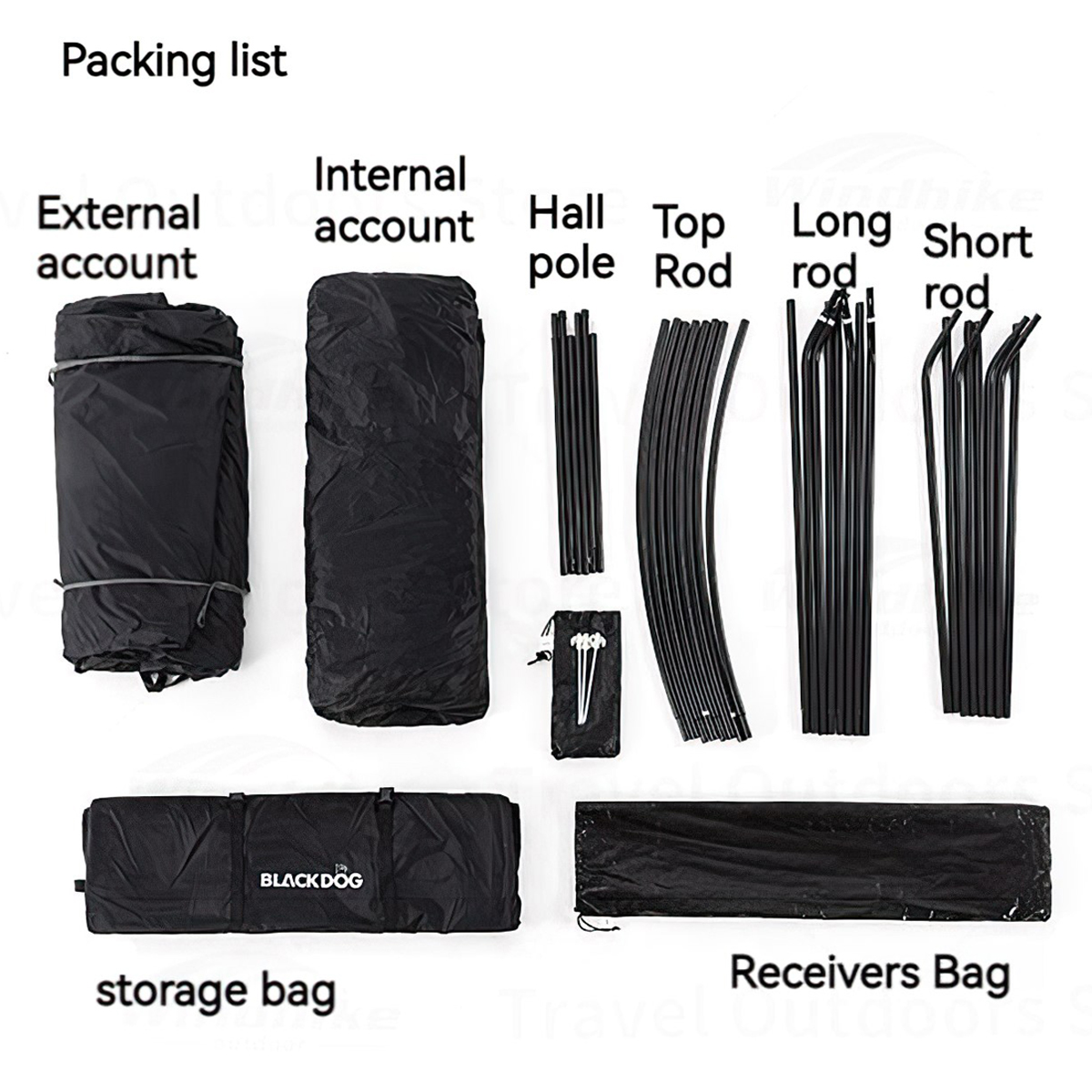 Lều Cắm Trại Du Lịch 3-4 Người Glamping Blackdog Tunnel Tent