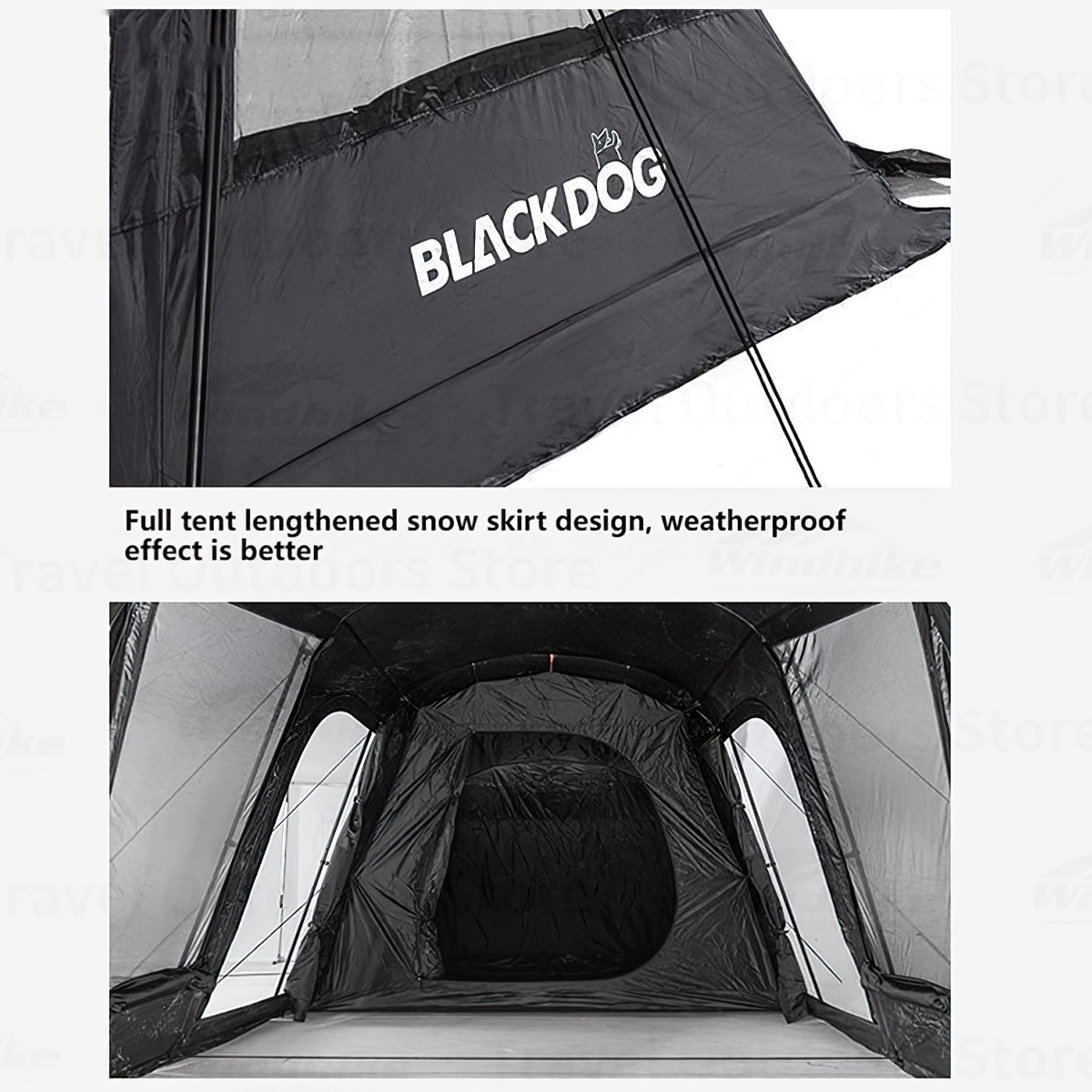 Lều Cắm Trại Du Lịch 3-4 Người Glamping Blackdog Tunnel Tent