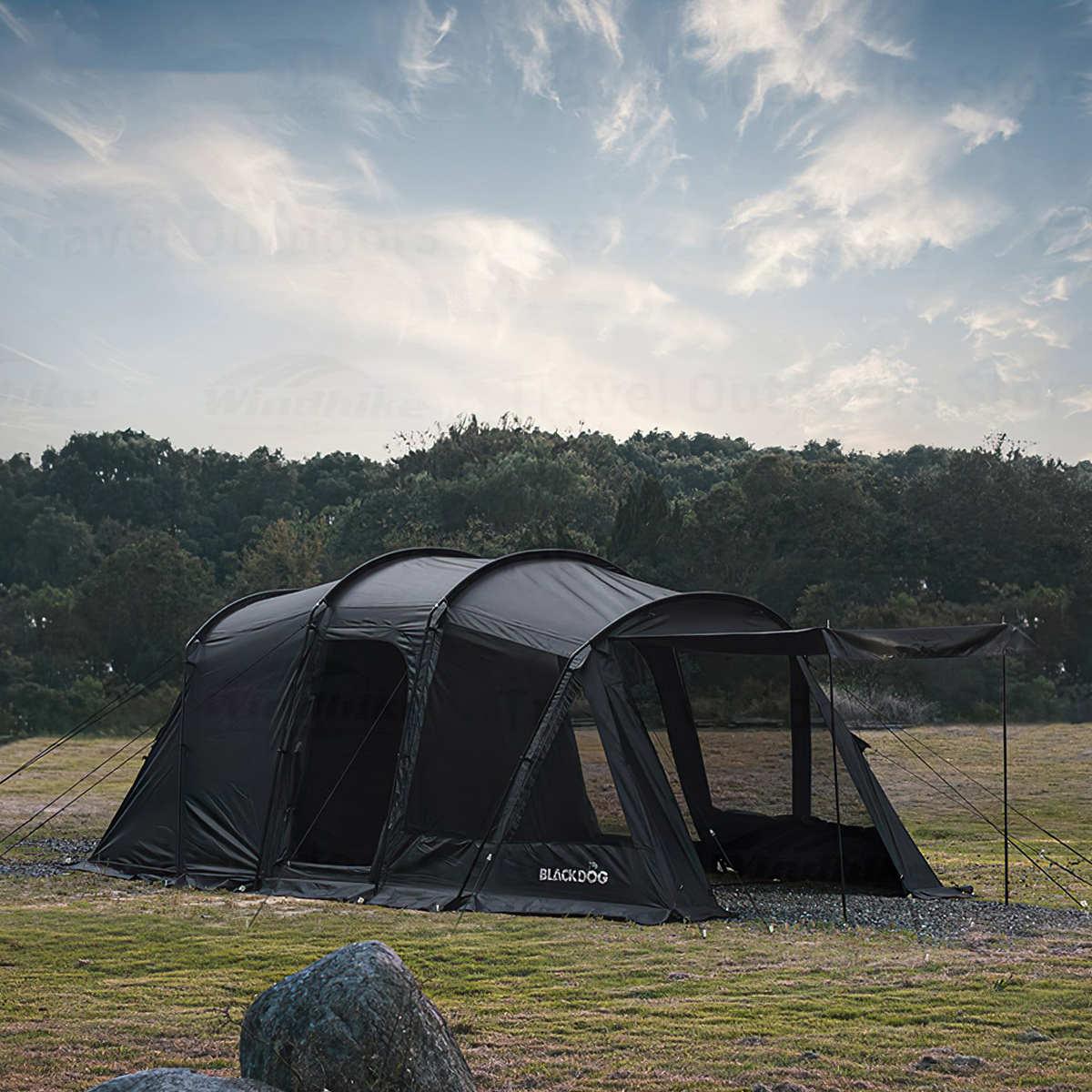 Lều Cắm Trại Du Lịch 3-4 Người Glamping Blackdog Tunnel Tent
