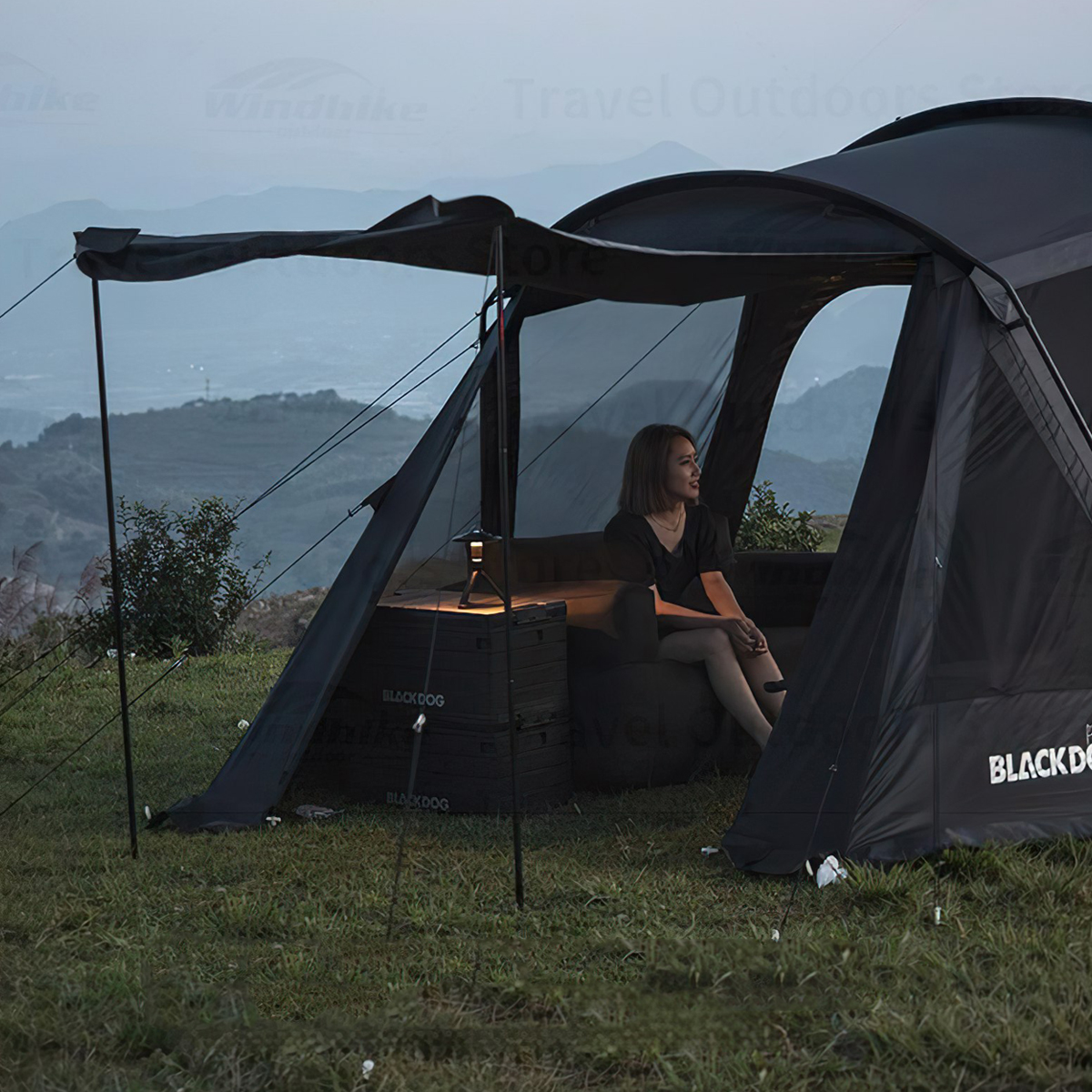 Lều Cắm Trại Du Lịch 3-4 Người Glamping Blackdog Tunnel Tent