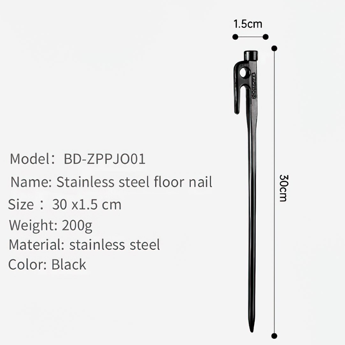 BlackDog BD-ZPPJ001 Cọc Lều Thép 30cm Cắm Trại