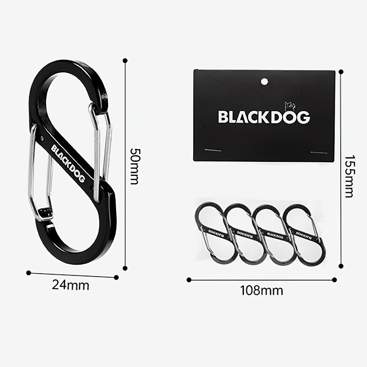 BlackDog BD-ZPPJ003 Bộ 4 móc carabiner chữ S