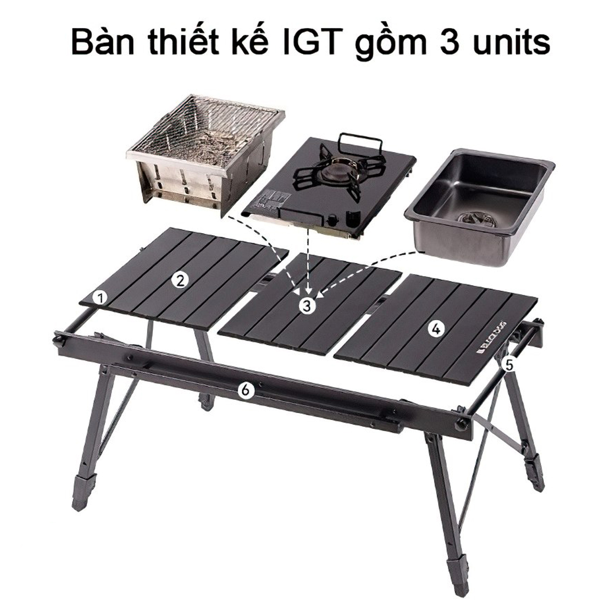 Blackdog Bàn Xếp IGT Kết Hợp Bếp Nướng Than Cắm Trại Xếp Gọn CBD2300CF012 / CBD2450JJ034 / CBD2300JJ019