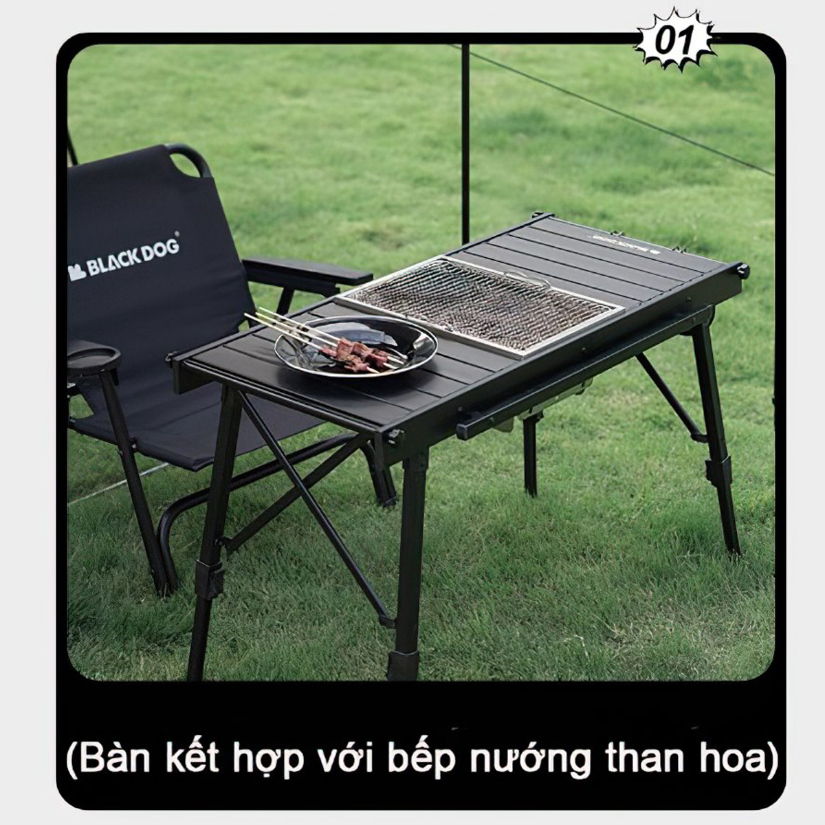 Blackdog Bàn Xếp IGT Kết Hợp Bếp Nướng Than Cắm Trại Xếp Gọn CBD2300CF012 / CBD2450JJ034 / CBD2300JJ019
