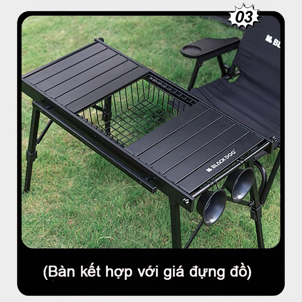 Blackdog Bàn Xếp IGT Kết Hợp Bếp Nướng Than Cắm Trại Xếp Gọn CBD2300CF012 / CBD2450JJ034 / CBD2300JJ019