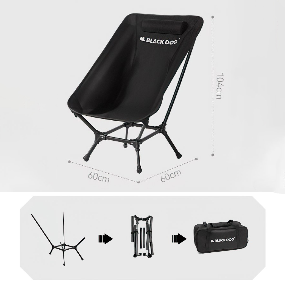 Blackdog CBD2300JJ024 Ghế Mặt Trăng Tựa Đầu Xếp Gọn Cắm Trại multi gear