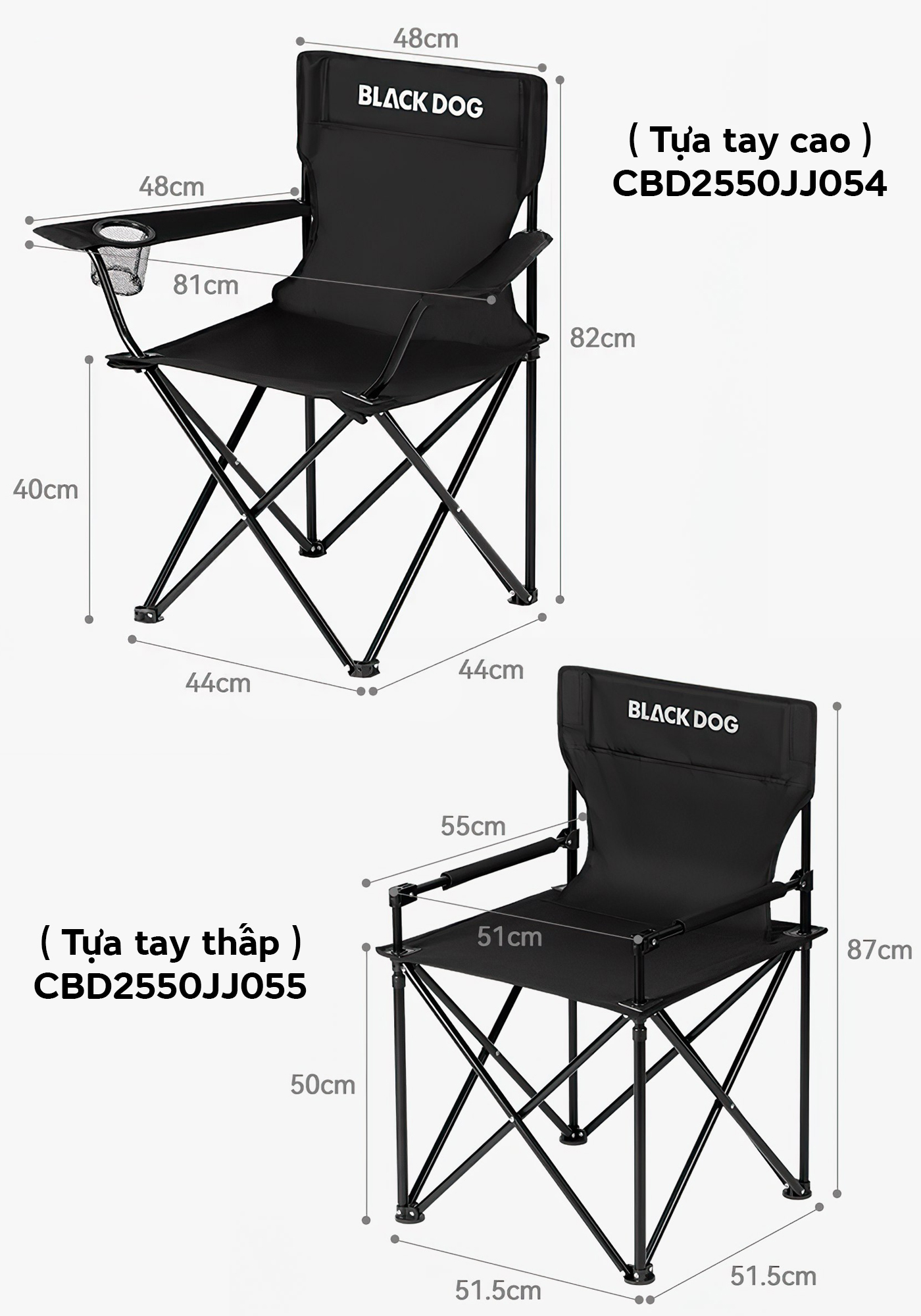 Blackdog Ghế Cắm Trại Câu Cá Gấp Gọn Tựa Tay CBD2550JJ054 - CBD2550JJ055