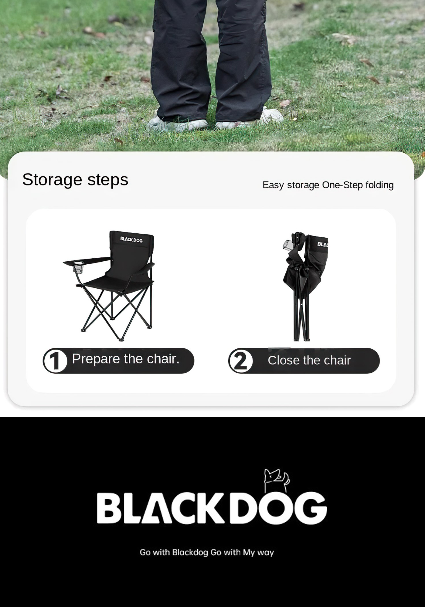 Blackdog Ghế Cắm Trại Câu Cá Gấp Gọn Tựa Tay CBD2550JJ054 - CBD2550JJ055