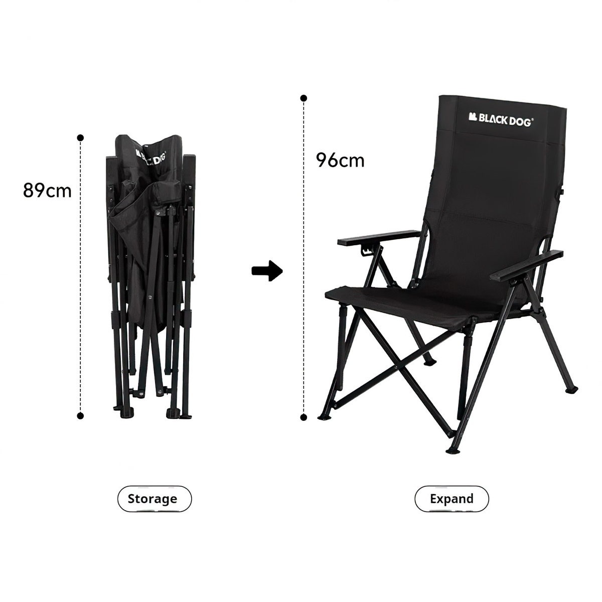 Blackdog Ghế Cắm Trại Gấp Gọn Lưng Cao Tựa Đầu CBD2450JJ042