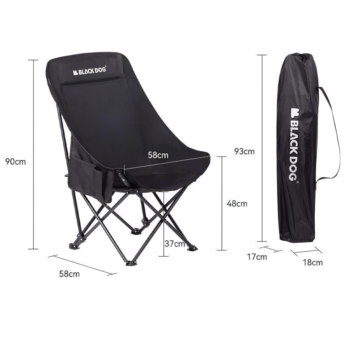 Blackdog Ghế Mặt Trăng Xếp Gọn Cắm Trại Tựa Lưng CBD2300JJ026