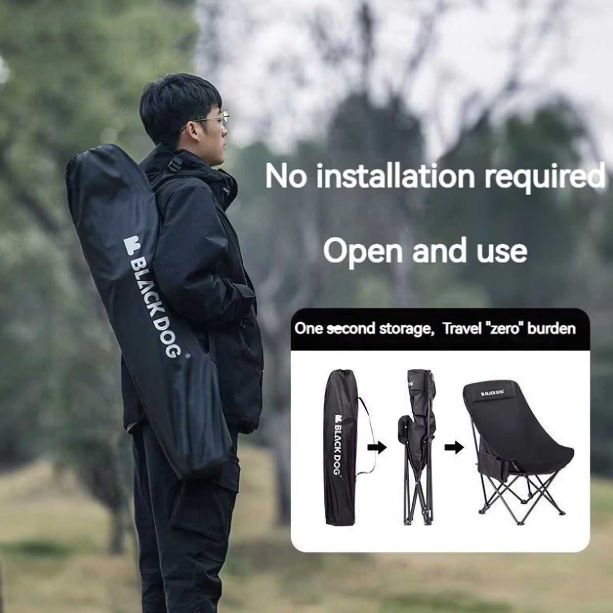 Blackdog Ghế Mặt Trăng Xếp Gọn Cắm Trại Tựa Lưng CBD2300JJ026