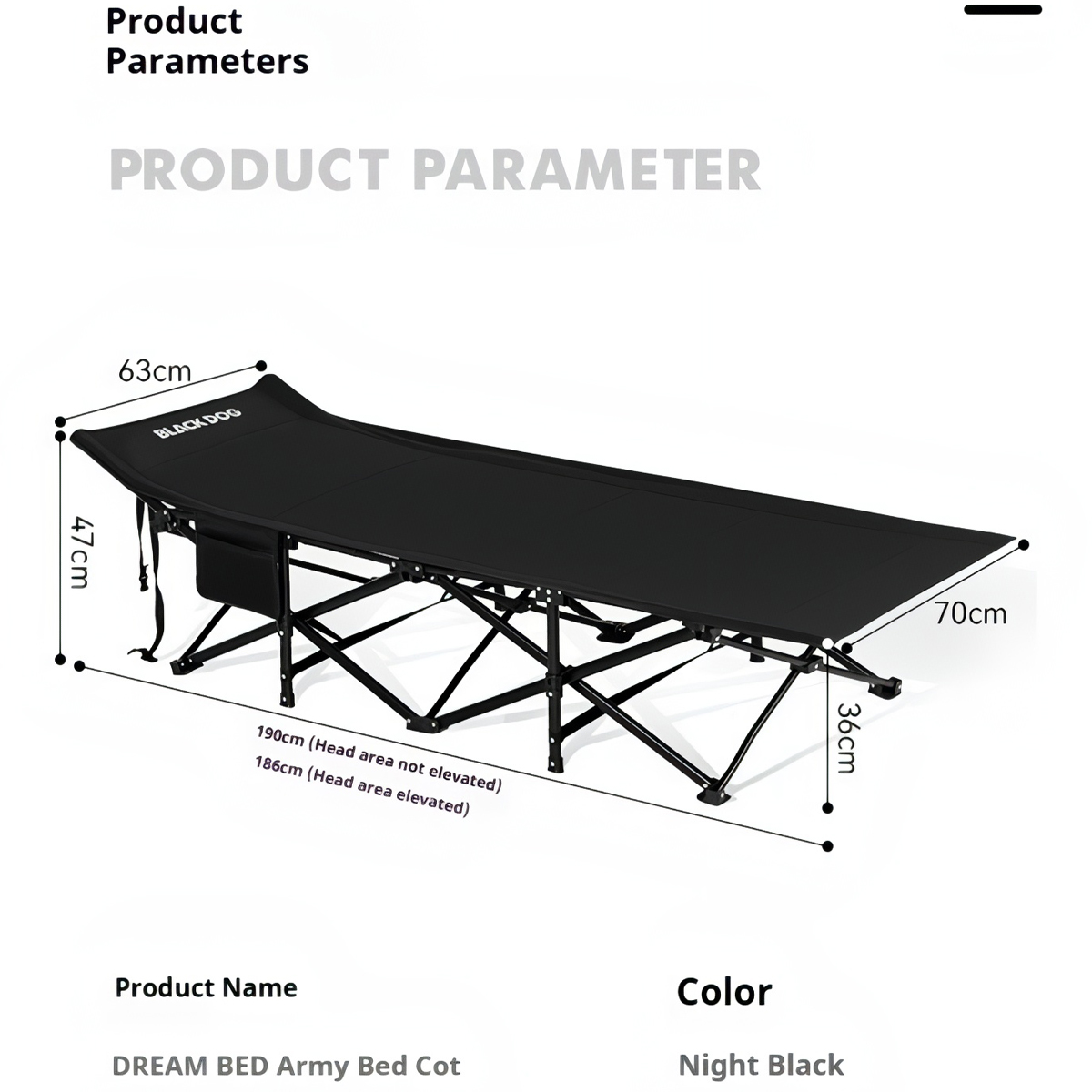 Blackdog Giường Cot Xếp Gọn Cắm Trại Dã Ngoại CBD2550WS059