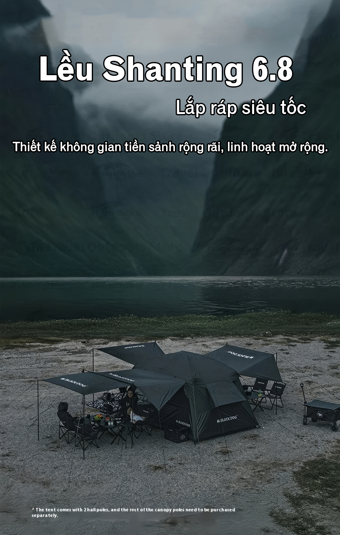 Blackdog Lều Cắm Trại 6 Người Dựng Nhanh Mountain Garden 6.8 CBD2450WS050