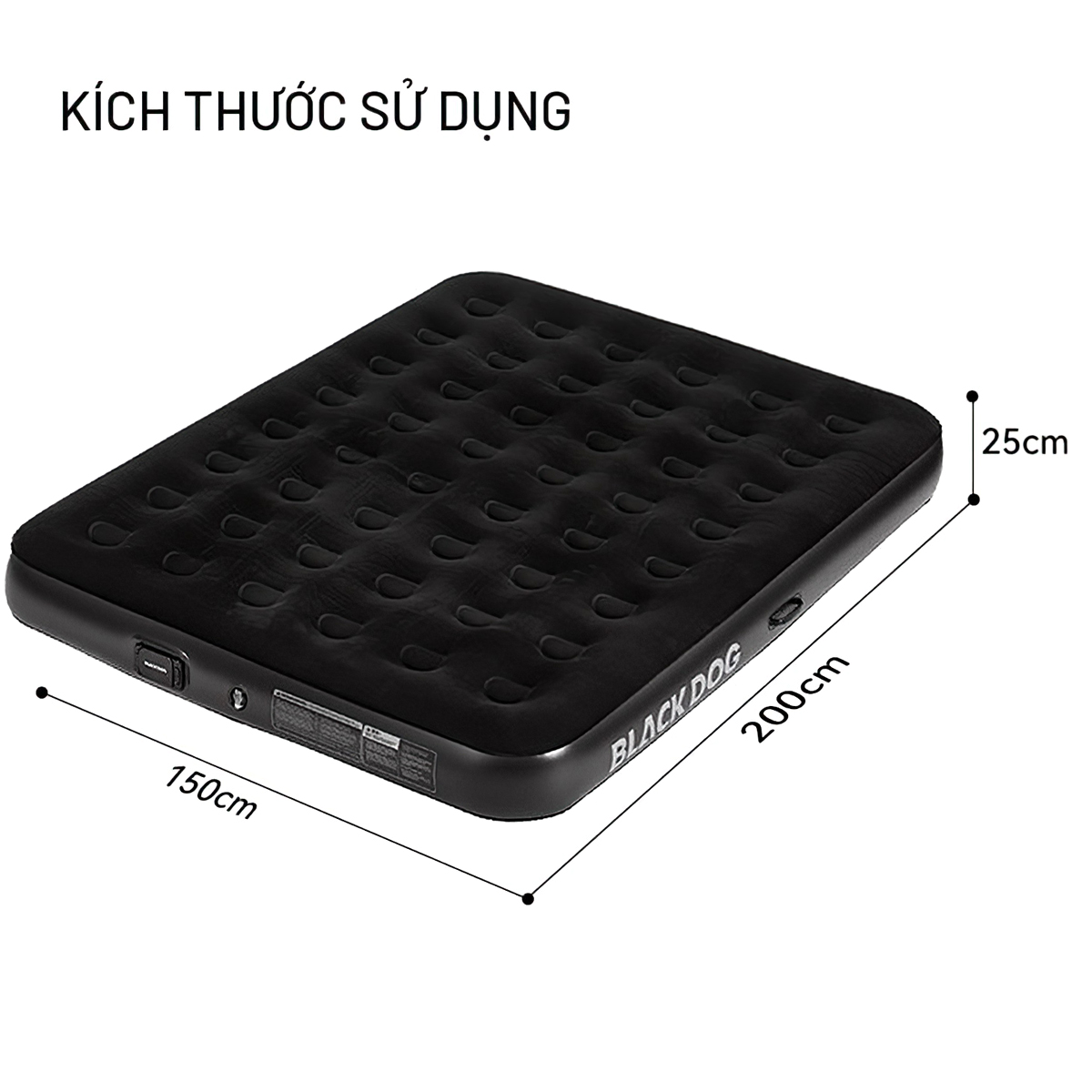 Blackdog Nệm Cắm Trại Tự Bơm Hơi Dày 25cm ( kèm bơm ) CBD2550WS037