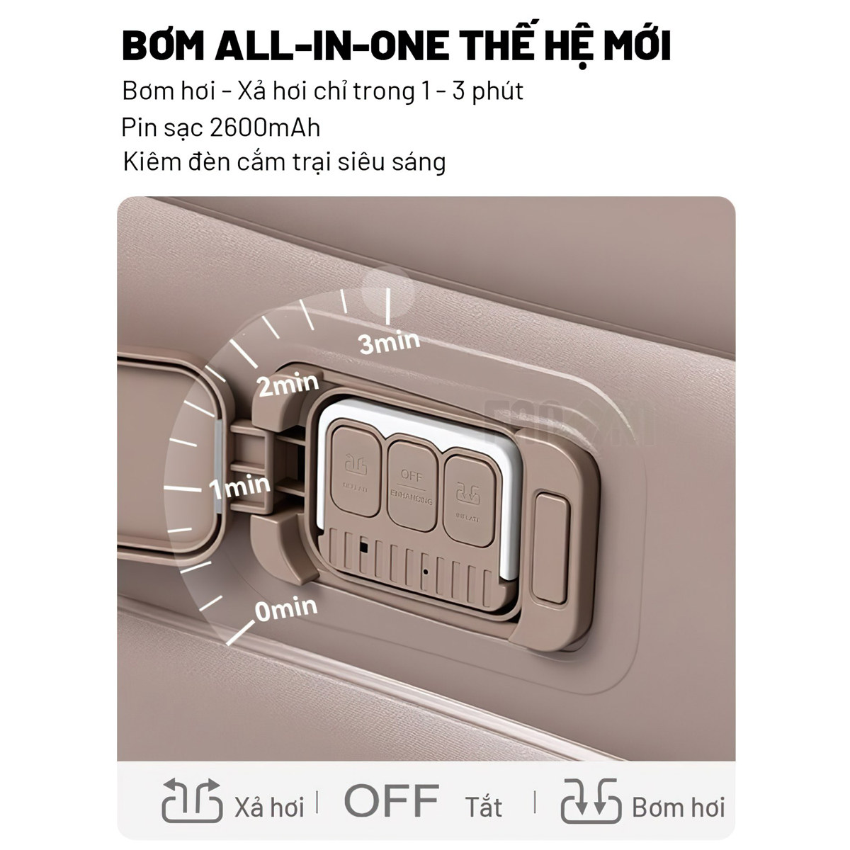 Blackdog Nệm Cắm Trại Tự Bơm Hơi Dày 25cm ( kèm bơm ) CBD2550WS037