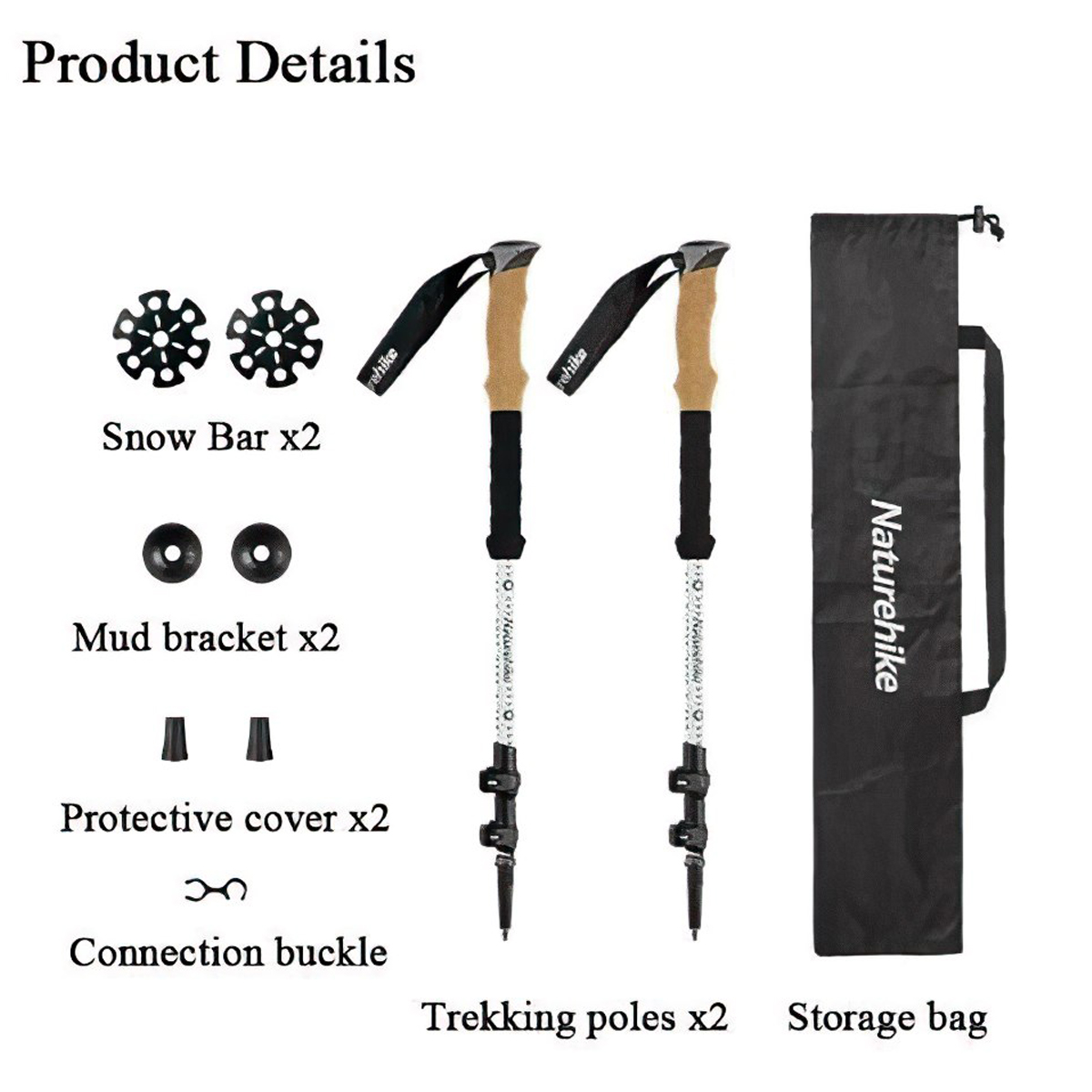 Bộ 2 Gậy Leo Núi Rút Gọn Nhôm 7075 Naturehike