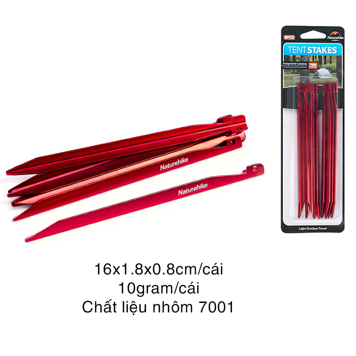 Bộ 8 Cọc Lều Nhôm Chữ V Naturehike V-Shaped Aluminium Peg