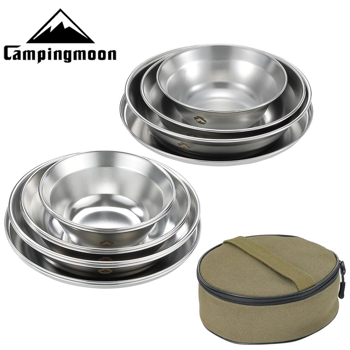 Bộ Bát Chén Đĩa Cắm Trại Inox Campingmoon S395