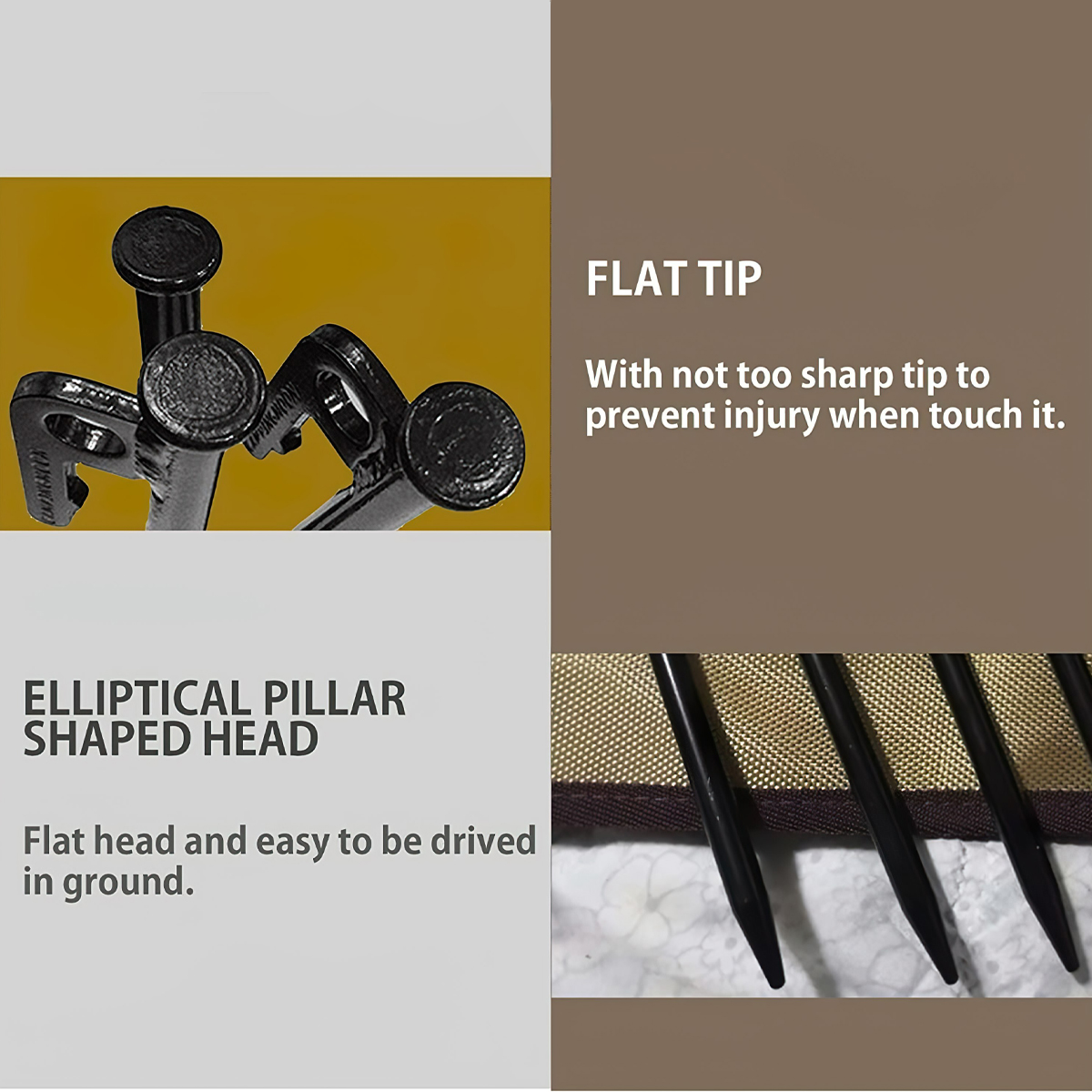 Bộ Cọc Tăng/Lều Cắm Trại Thép Mạ Đen Campingmoon T20-8, T30-8, T40-6