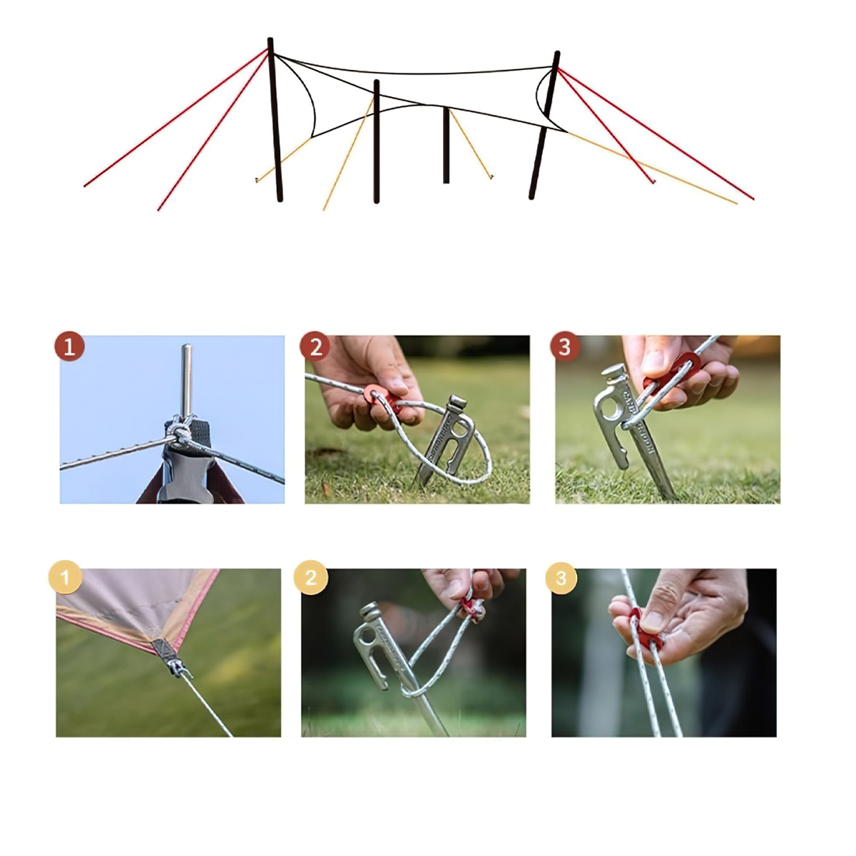 Campingmoon Bộ Dây Neo Dựng Lều Cắm Trại Fs5000 (Bộ 2 Sợi)