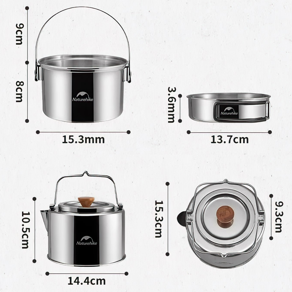 Naturehike Bộ Nồi Cắm Trại Inox Xếp Gọn NH22CJ005