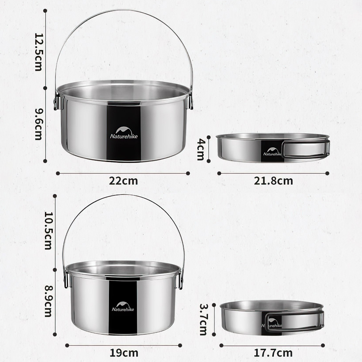 Naturehike Bộ Nồi Cắm Trại Inox Xếp Gọn NH22CJ005