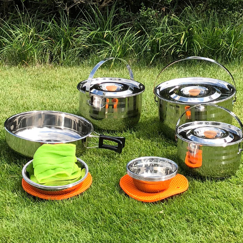 Campingmoon MC-240 Bộ Nồi Cắm Trại 8 Món Cookware