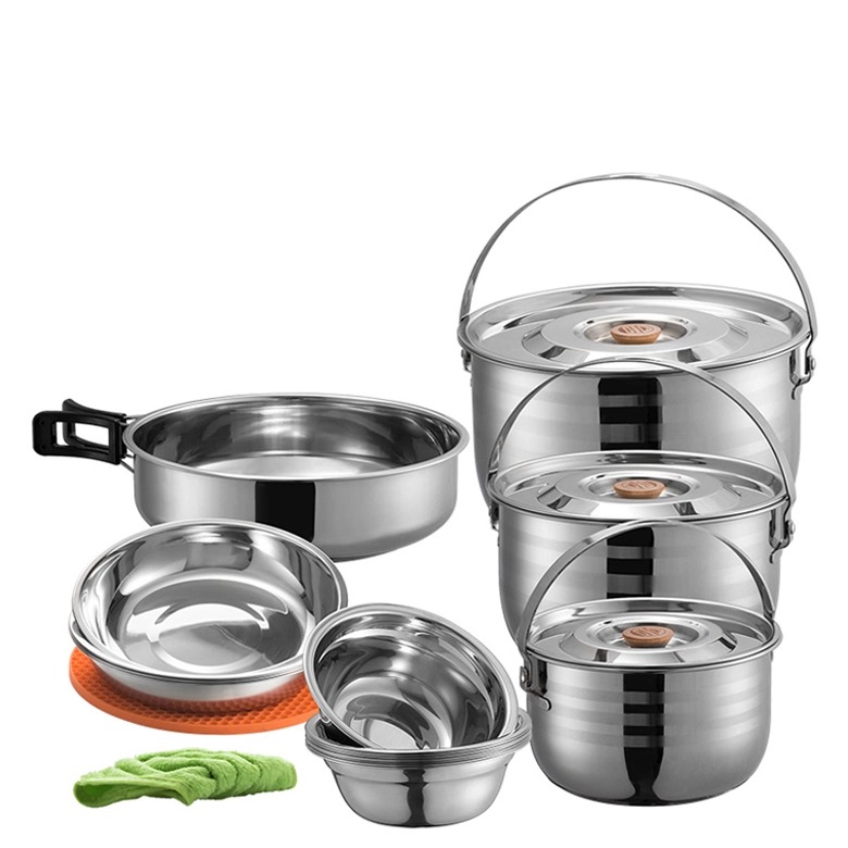 Campingmoon MC-240 Bộ Nồi Cắm Trại 8 Món Cookware