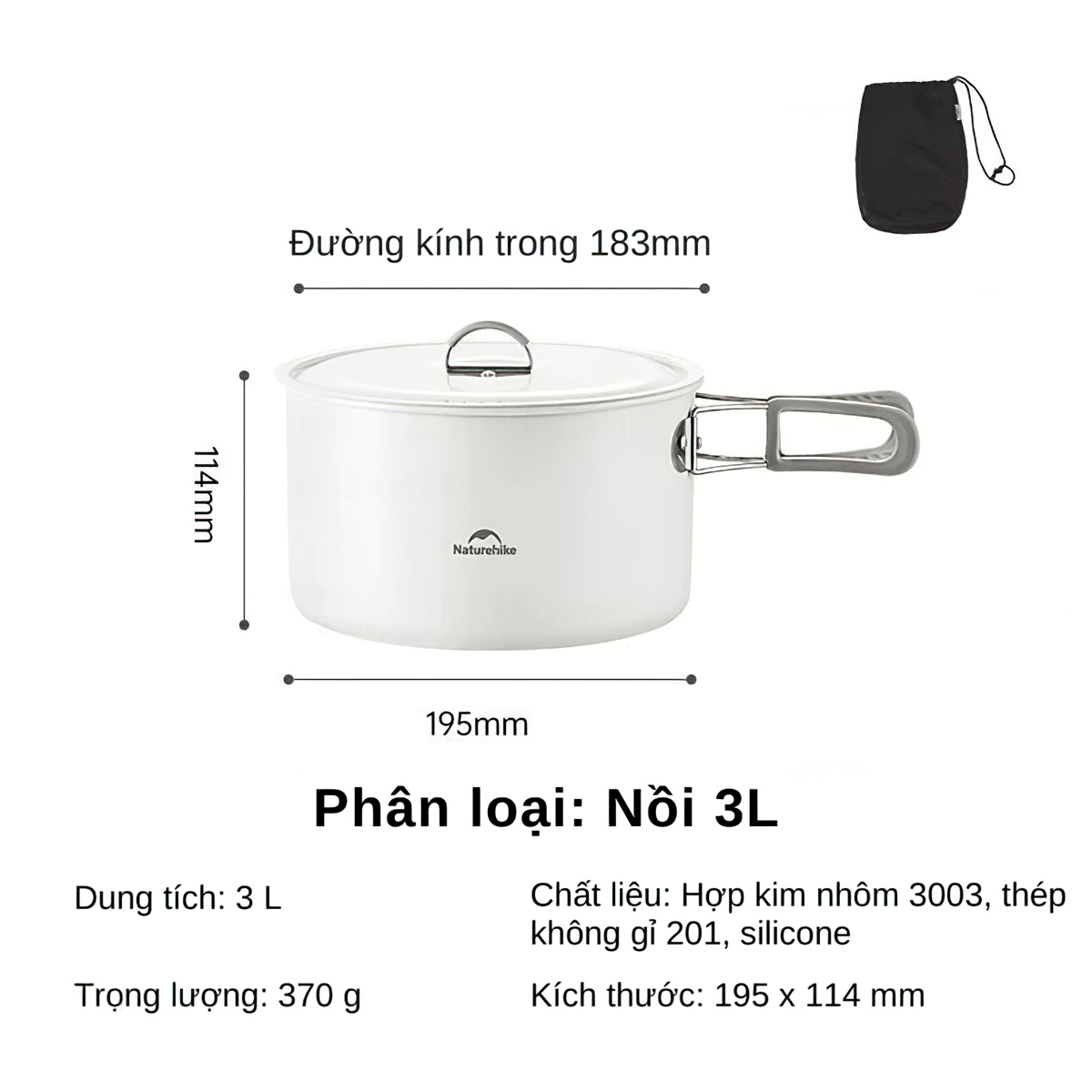 Naturehike Bộ Nồi Tráng Men Cắm Trại Cao Cấp CNK2450CF013