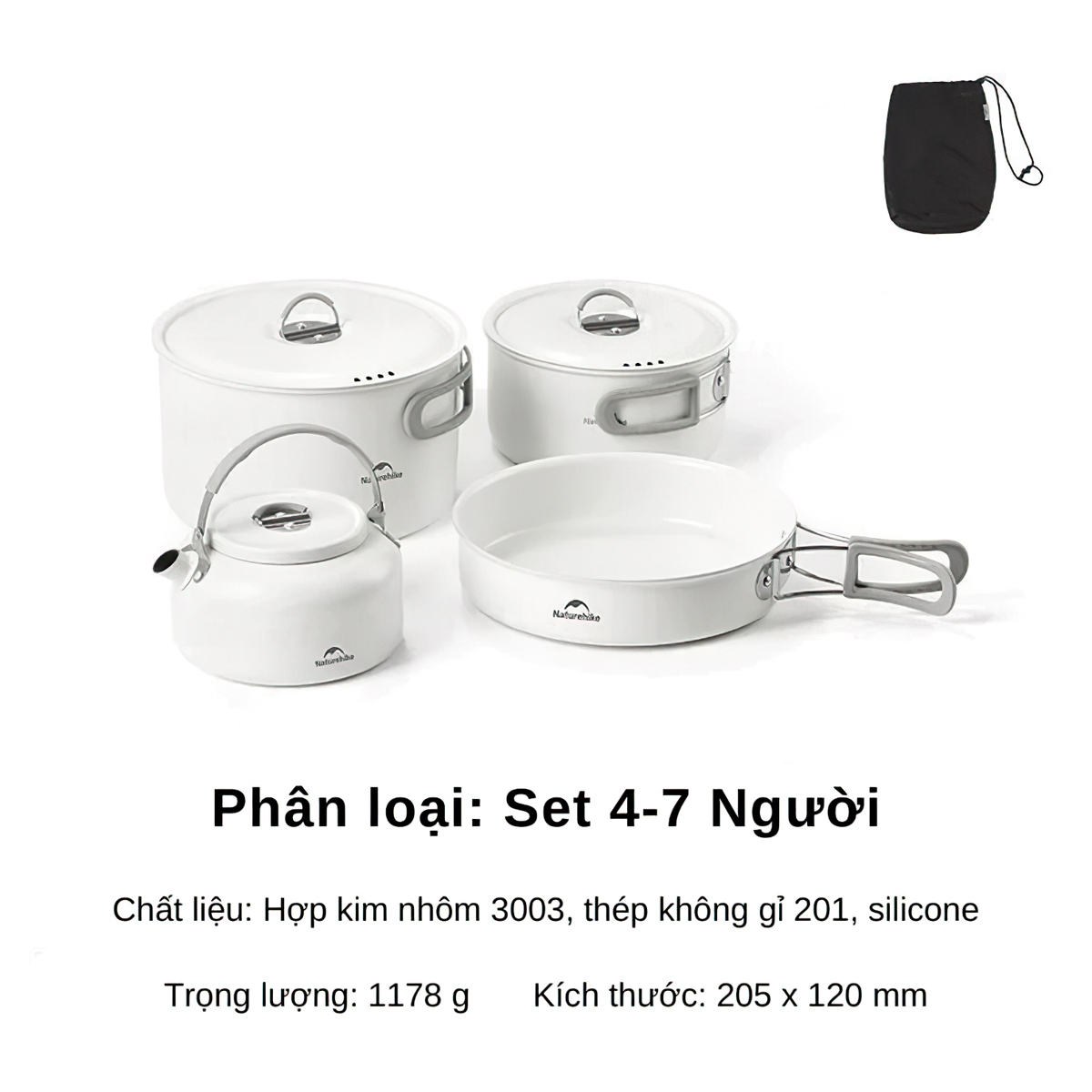 Naturehike Bộ Nồi Tráng Men Cắm Trại Cao Cấp CNK2450CF013