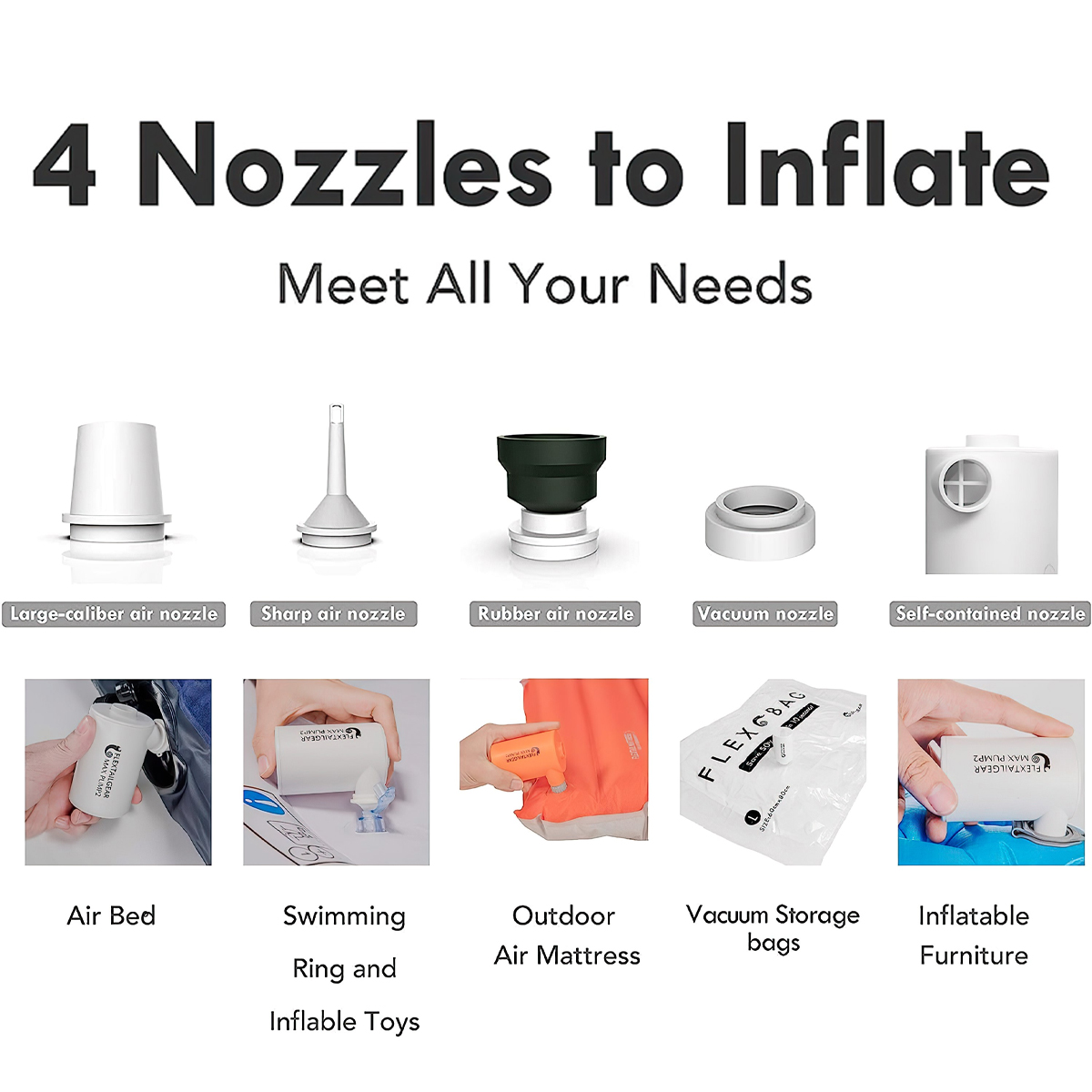 Flextail MAX PUMP 2 PRO – 4 in 1 Máy Bơm Hơi Đệm Gối Hơi Cắm Trại Đa Năng Hút Chân Không