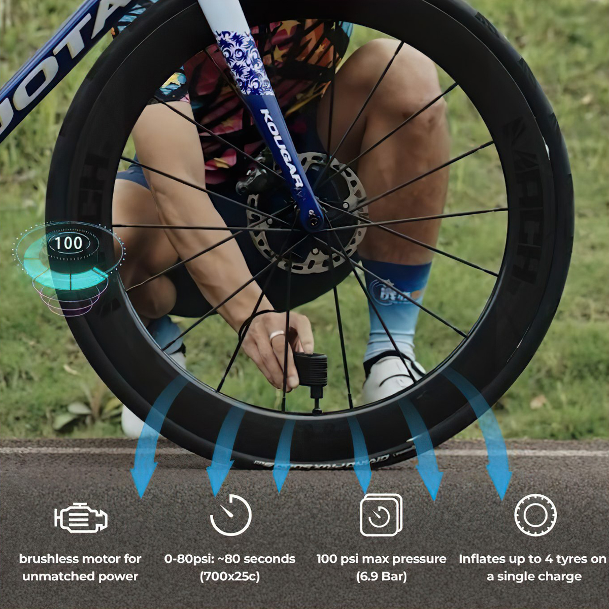 Flextail Tiny Bike Pump 100PSI Bơm Xe Đạp Bằng Điện Di Động