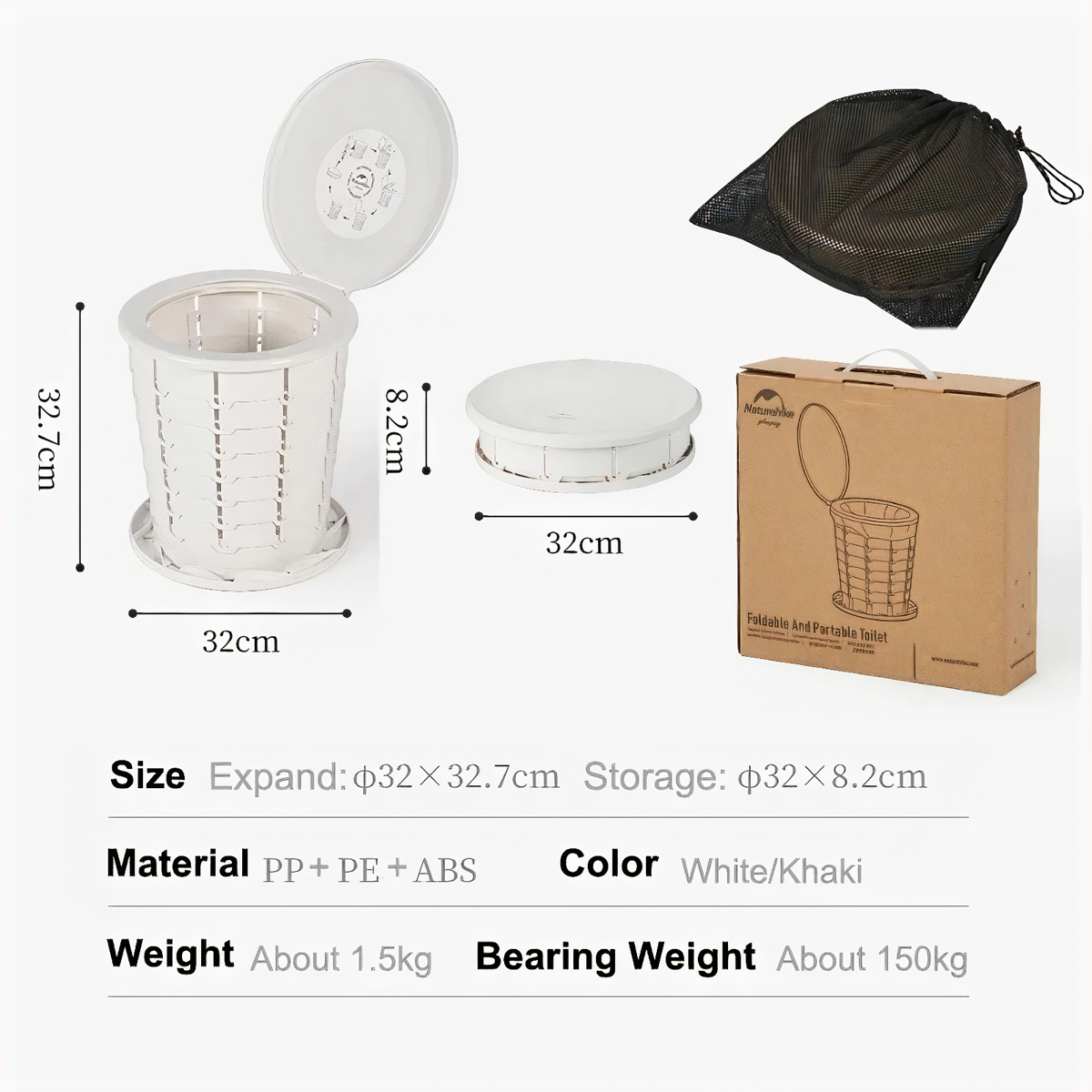 Naturehike NH22SJ00B Bồn Vệ Sinh Kiêm thùng Rác Cắm Trại Dã Ngoại Gấp Gọn Tiện Lợi