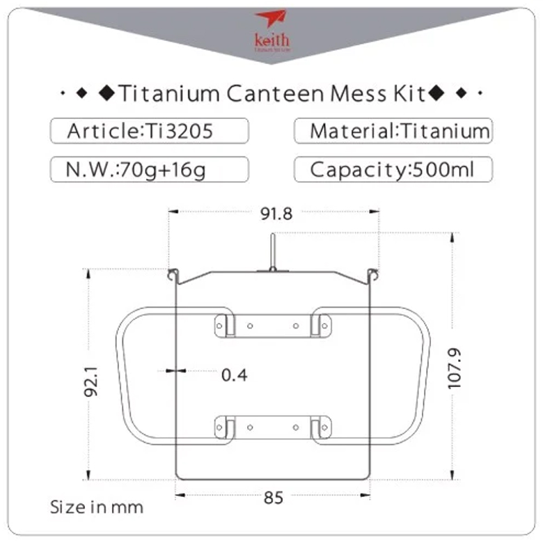 Ca titanium 1 lớp có tay cầm (500ml)