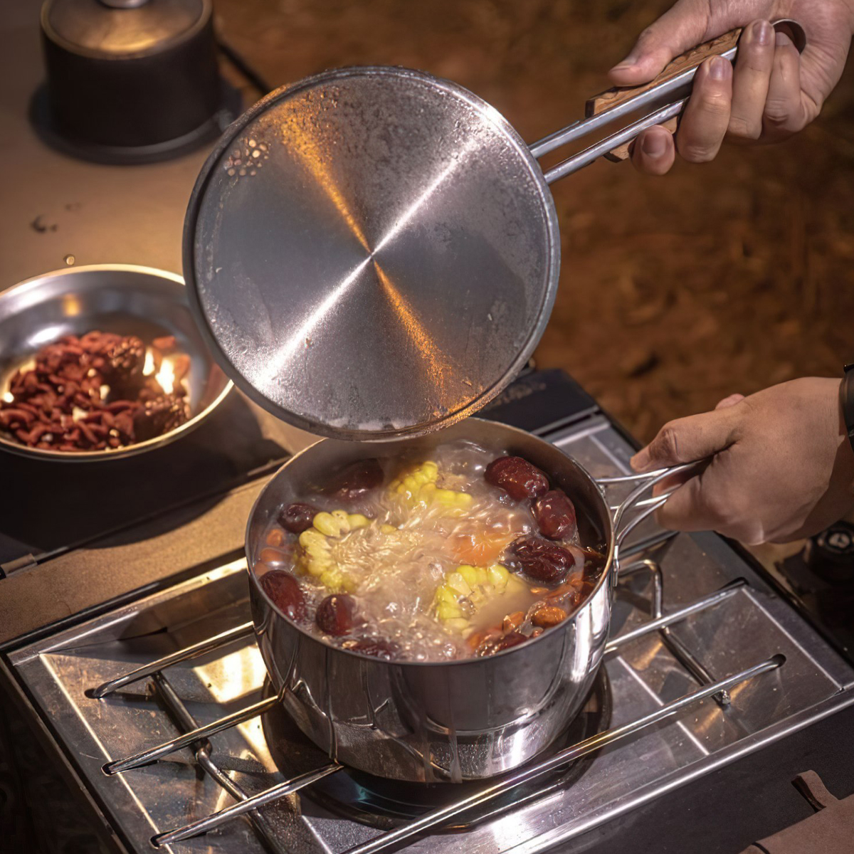 Campingmoon CC-18 Nồi Nấu Súp Thép Không Gỉ 3 Lớp (2 Lít)