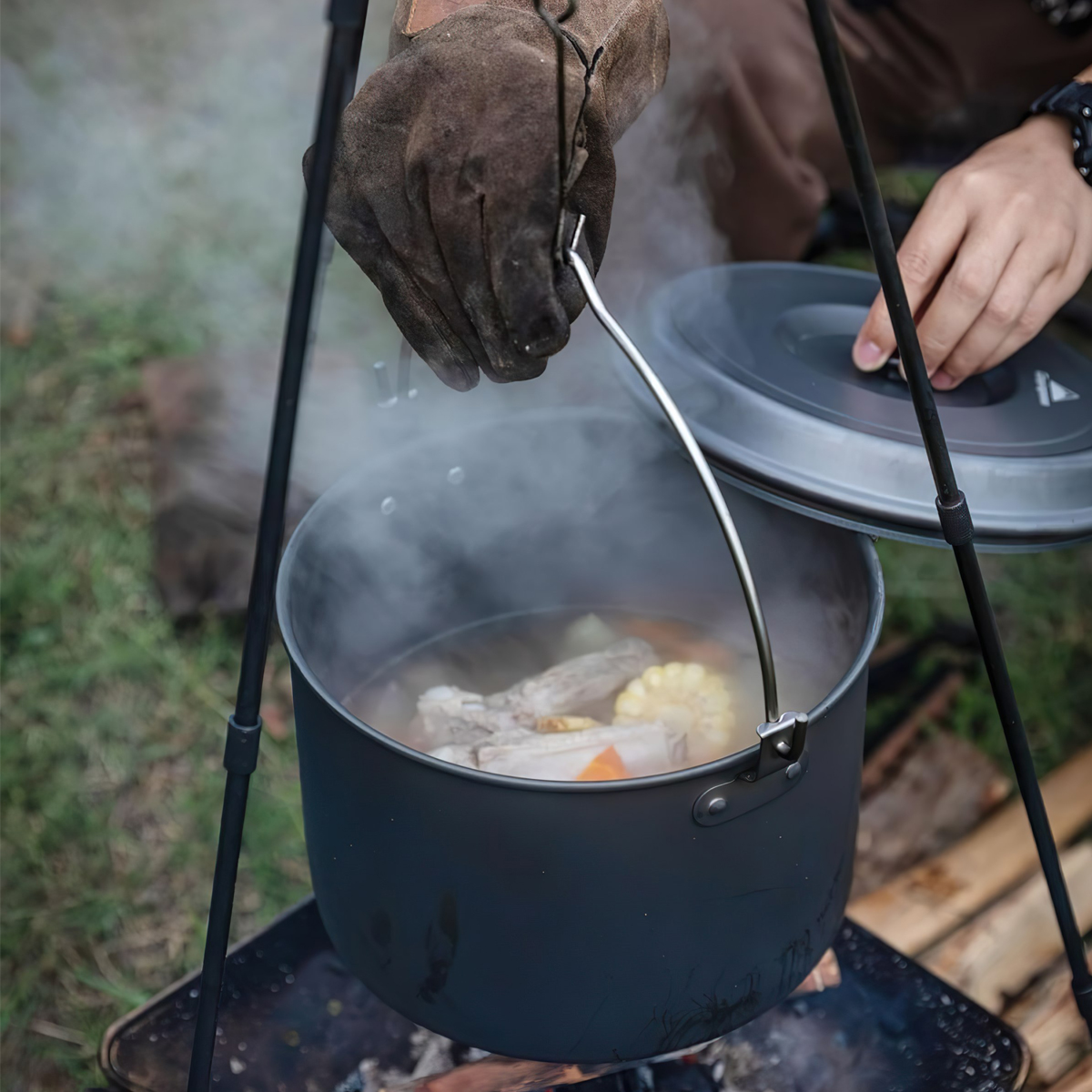 Campingmoon MC-255 (5.5 Lít) Nồi Treo Bằng Nhôm Dã Ngoại