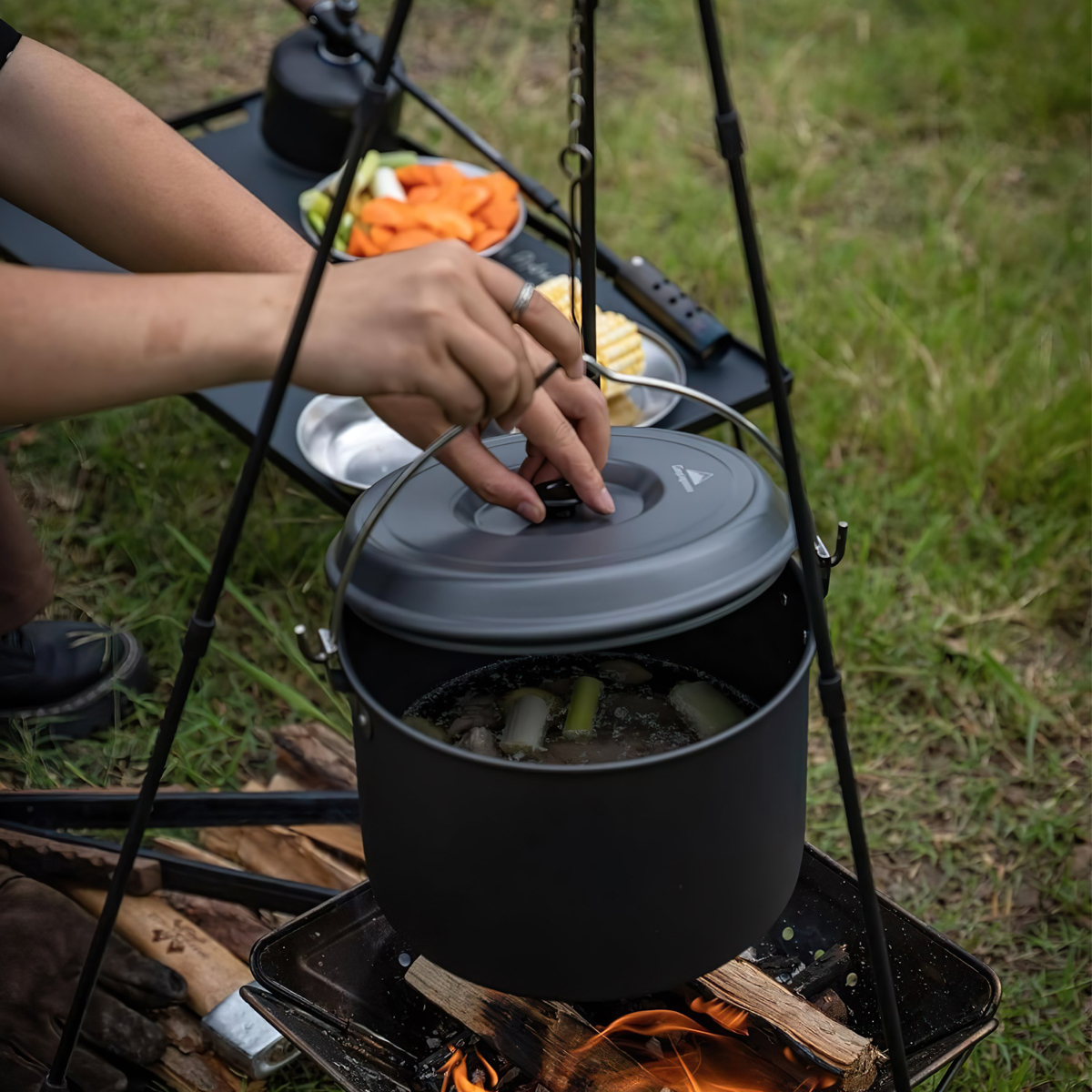 Campingmoon MC-255 (5.5 Lít) Nồi Treo Bằng Nhôm Dã Ngoại