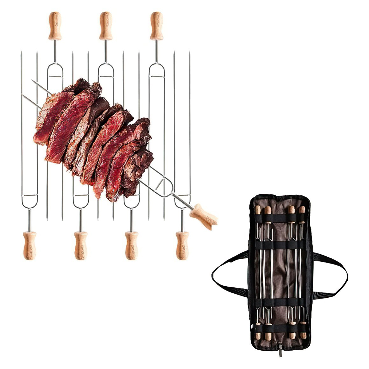 Campingmoon MK-8 Bộ Xiên Nướng BBQ 8 Cái