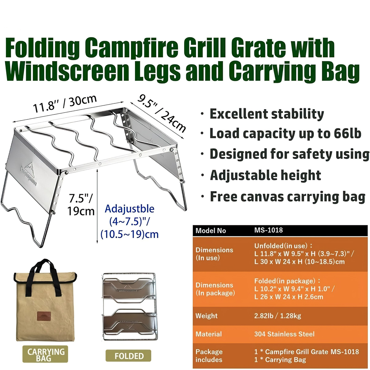 Campingmoon MS-1018 Khung Bếp Chắn Gió/ Kiềng Nấu Bếp