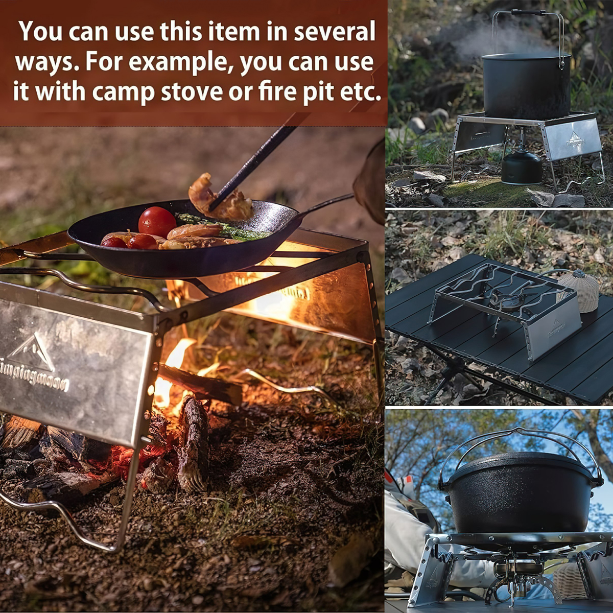 Campingmoon MS-1018 Khung Bếp Chắn Gió/ Kiềng Nấu Bếp