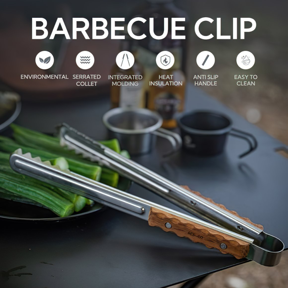 Campingmoon MS-40 / BKMS-41 Kẹp Gắp Đồ Nướng BBQ Alligator Clip Cắm Trại