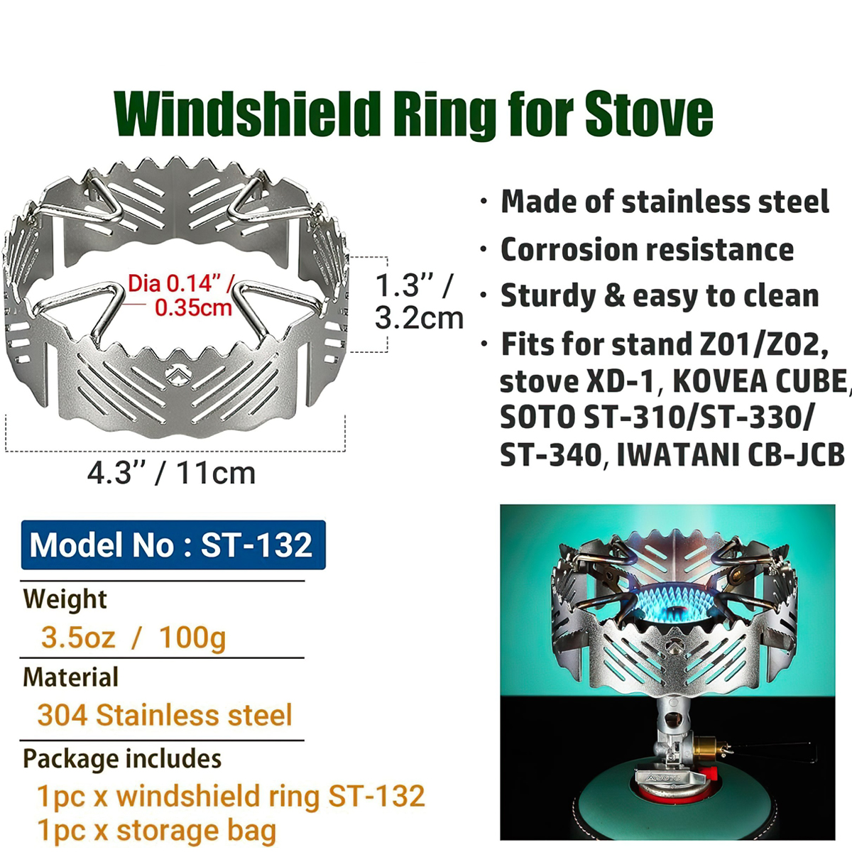 Campingmoon ST-132 Chắn Gió Bếp Dã Ngoại