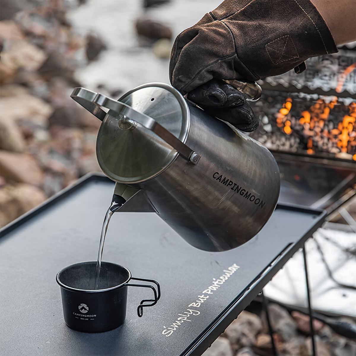 Campingmoon SW-6 BKSW-6 Ấm Đun Nước Bằng Thép Không Gỉ (1,5 Lít)